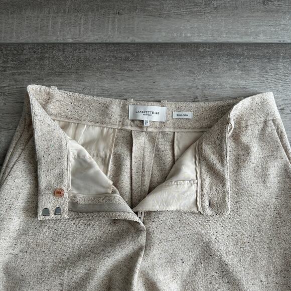 Lafayette 148 Beige Wool Blend Wide Leg Sullivan Pants Luxury Workwear Size 12 - Picture 4 of 7